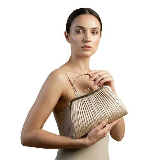 Borsa a Tracolla Gold Stone Soft Pouch - borsa tracolla plissettata