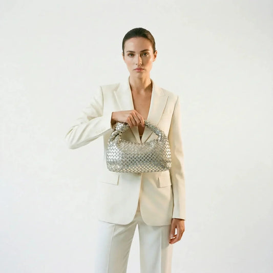 Borsa con manico a nodo intrecciata in argento - borsa