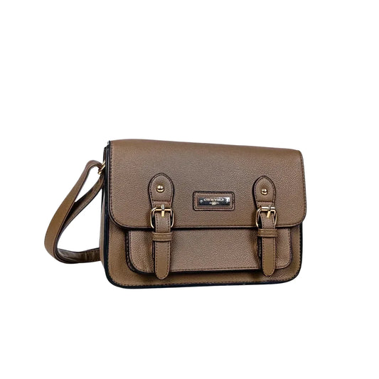 Borsa Crossbody Charro in Pelle Testurizzata - borsetta pelle marrone
