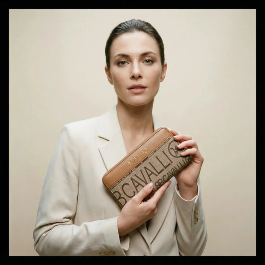 Borsa da Donna a Portafoglio con Logo Cavalli - portafoglio pelle marrone