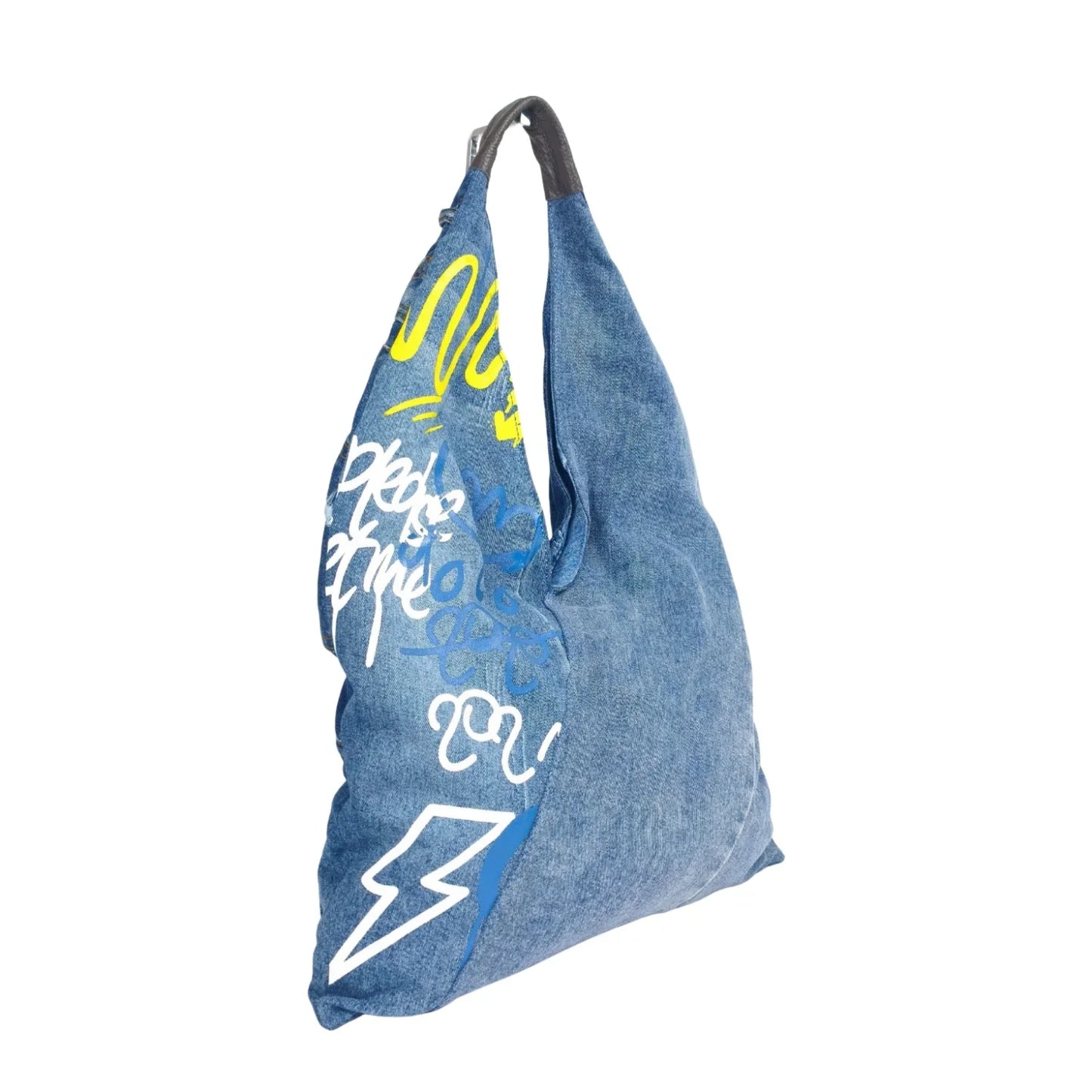 Borsa hobo tote in denim con stampa grafica - borsa tracolla