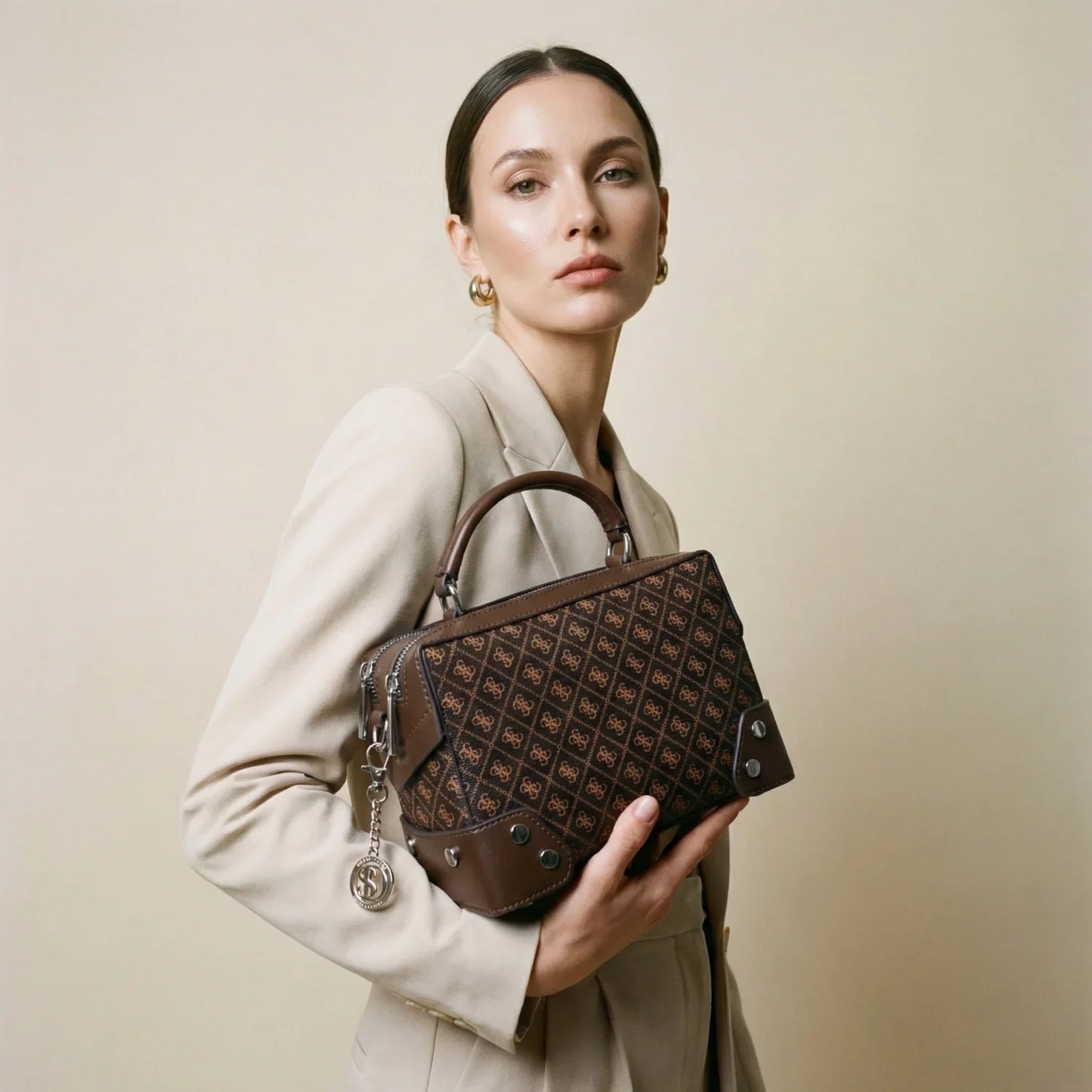 Borsa Mini Doctor Bag in Pelle con Monogramma - borsa pelle marrone