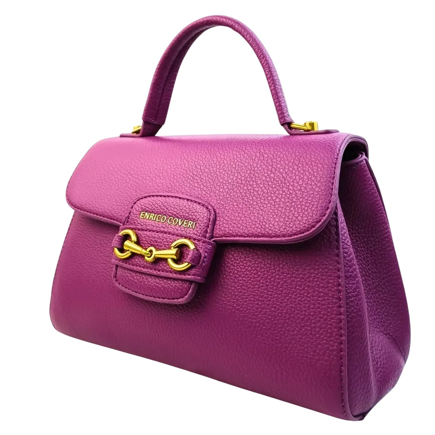 Borsa Satchel in Pelle Enrico Coveri Viola - borsa pelle magenta