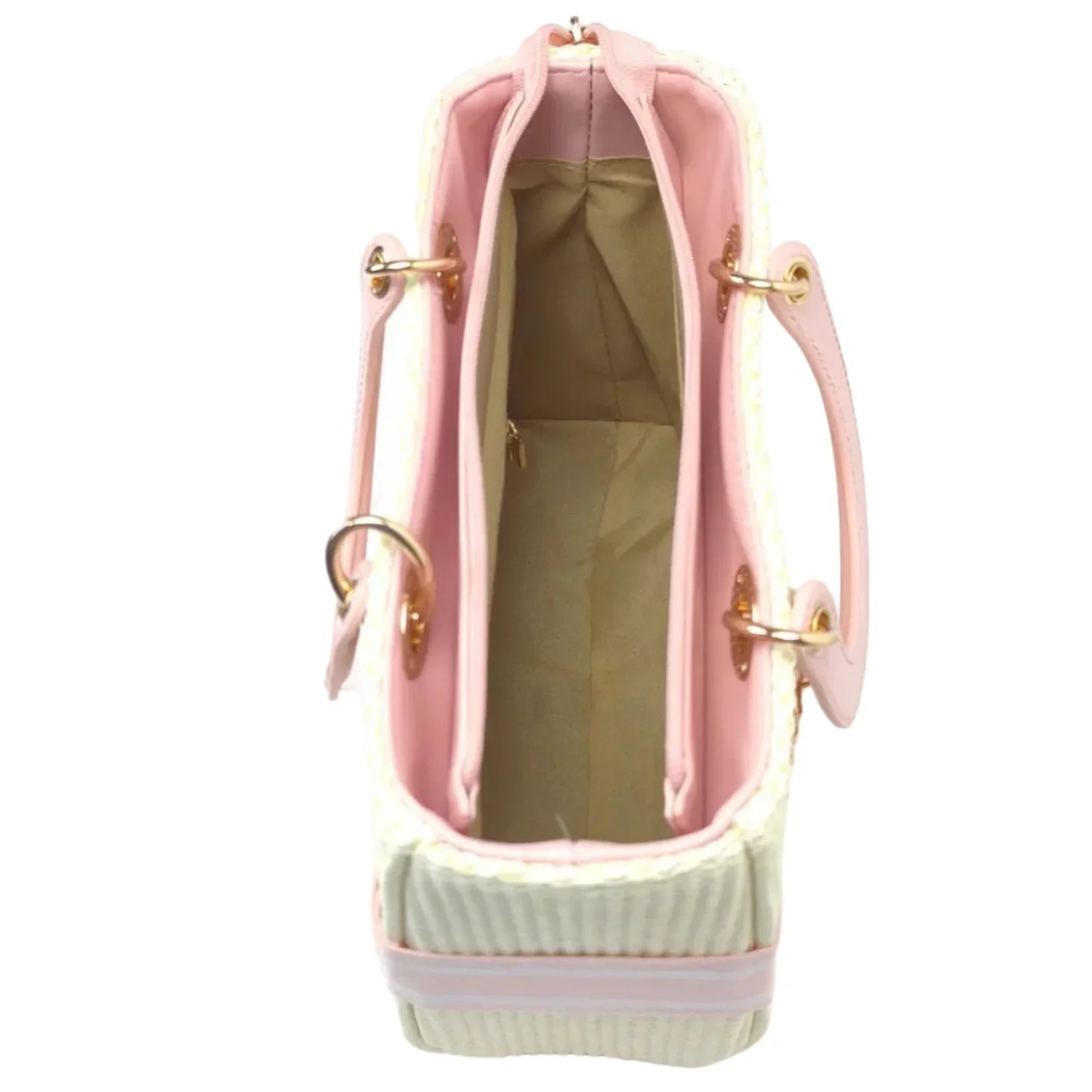 Borsa Tote Intrecciata Dior Rosa e Crema - borsa corduroy rosa
