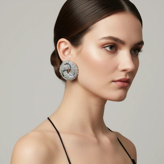 Orecchini a Spilla Astratti Tono Oro Vintage - orecchini bottone argento