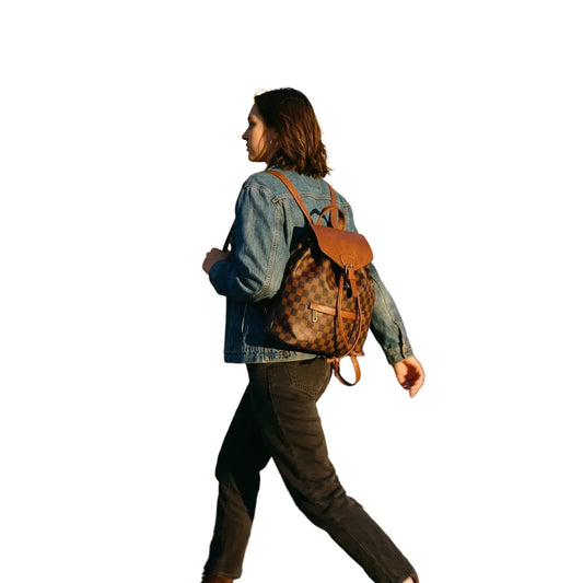 Zaino da Donna in Pelle con Tracolla Regolabile - zaino pelle marrone