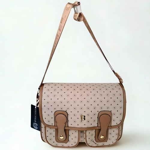 Beige leather Shoulder Bag MS-9056 - Stile Donna Bags