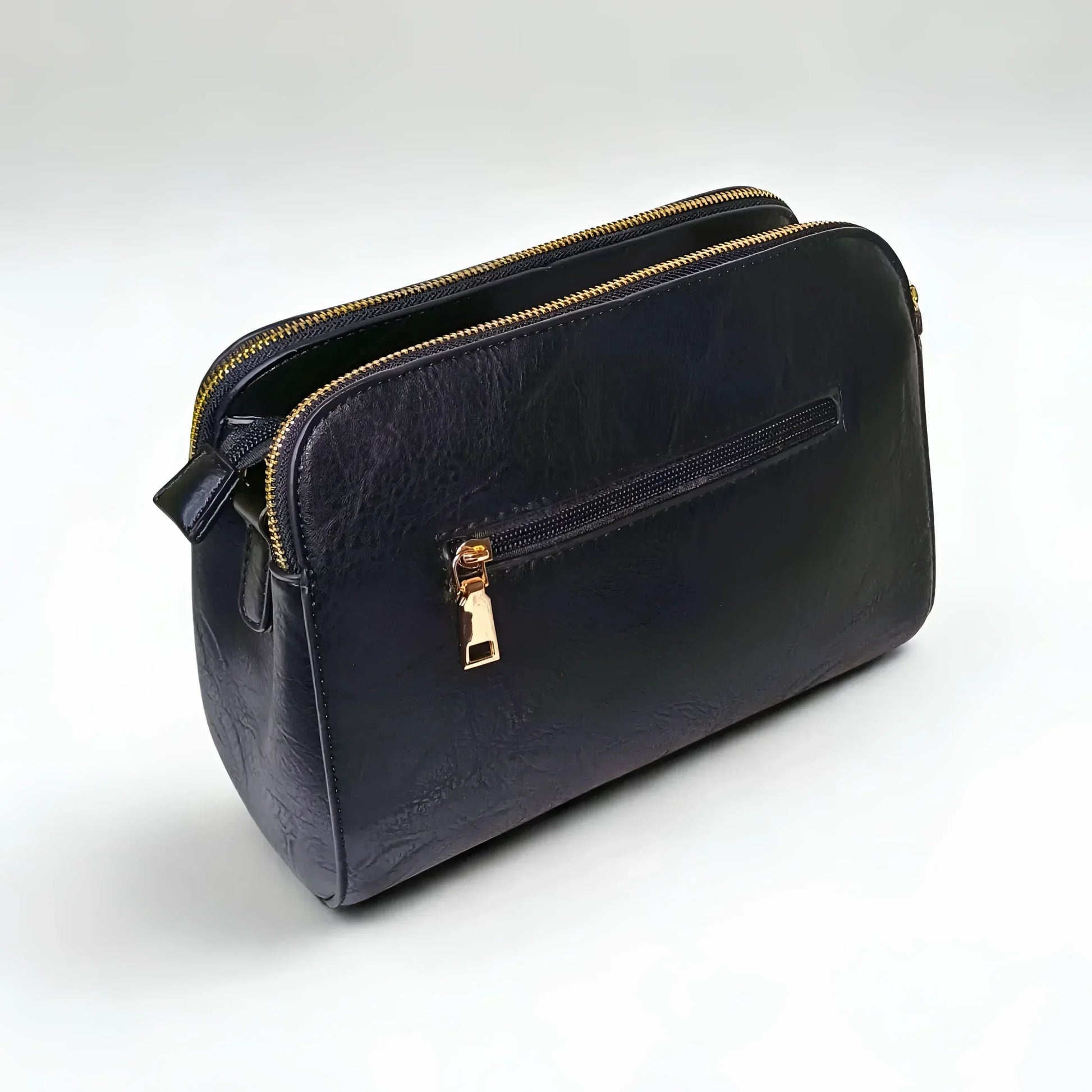 Black Faux Leather Shoulder Bag - MS-5918-Mos - Stile Donna Bags