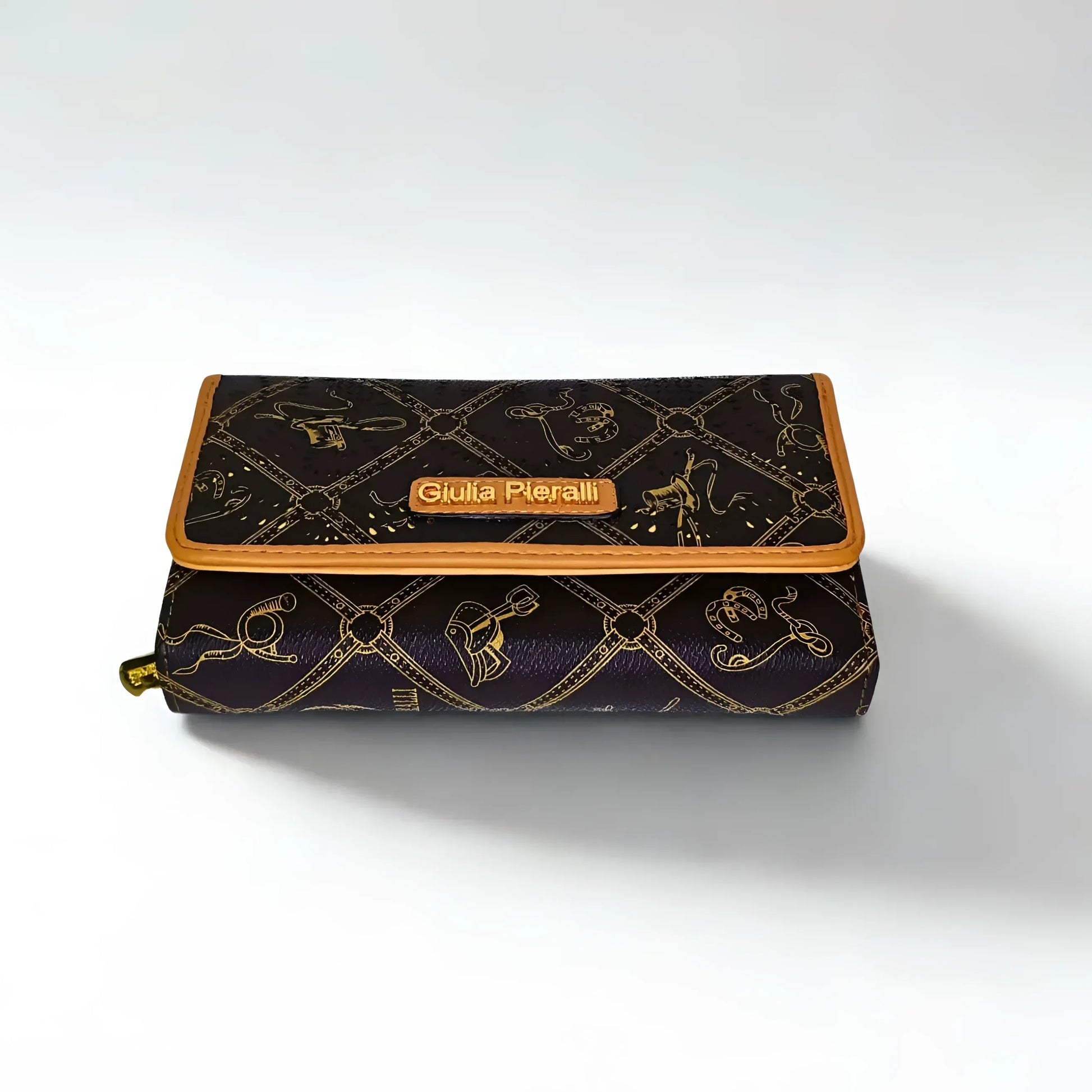 Brown Ladies Wallet with Tan Trim Pattern – MS-9991 - Stile Donna Bags