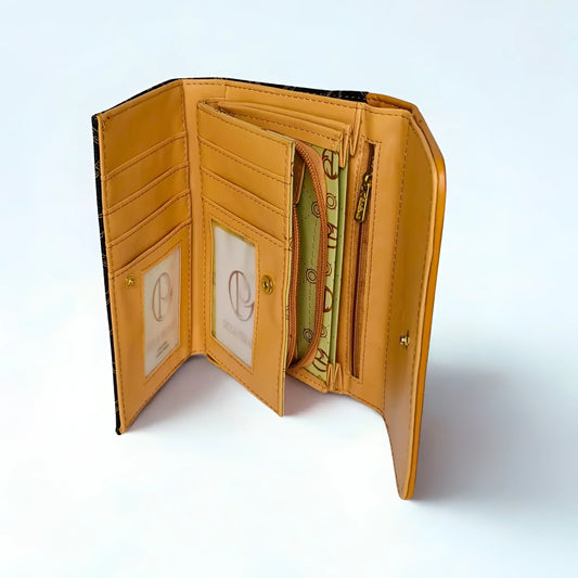 Brown Ladies Wallet with Tan Trim Pattern – MS-9991 - Stile Donna Bags