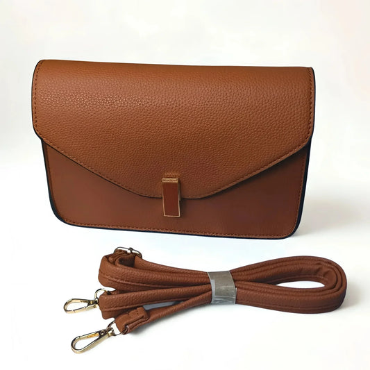 Brown Leather Shoulder Bag - MS-6346 - Stile Donna Bags