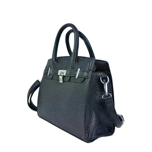 Elegant Black Leather Handbag for Women - Stile Donna Bags