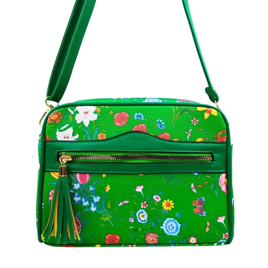 Green Flower Print crossbody bag - MS-1756 - Stile Donna Bags