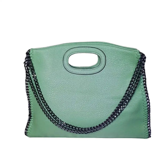 Green Leather Tote Bag MS-2550 - Stile Donna Bags