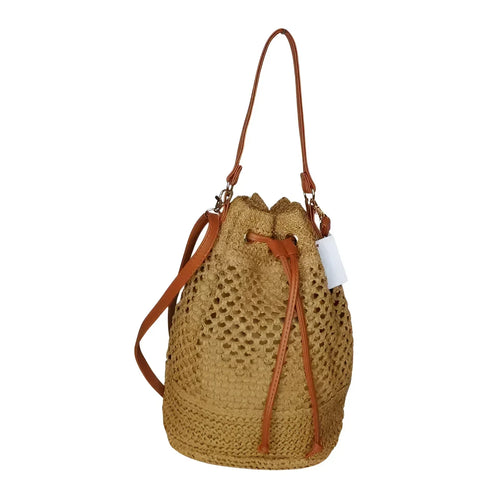Net Bucket Bag with Leather Straps MS-7171 - Stile Donna Bags