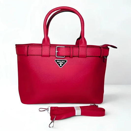 Red Leather Shopper Bag - MS-4740 - Stile Donna Bags