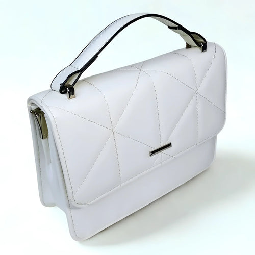 White Leather Handbag for Women - MS-8904 - Stile Donna Bags