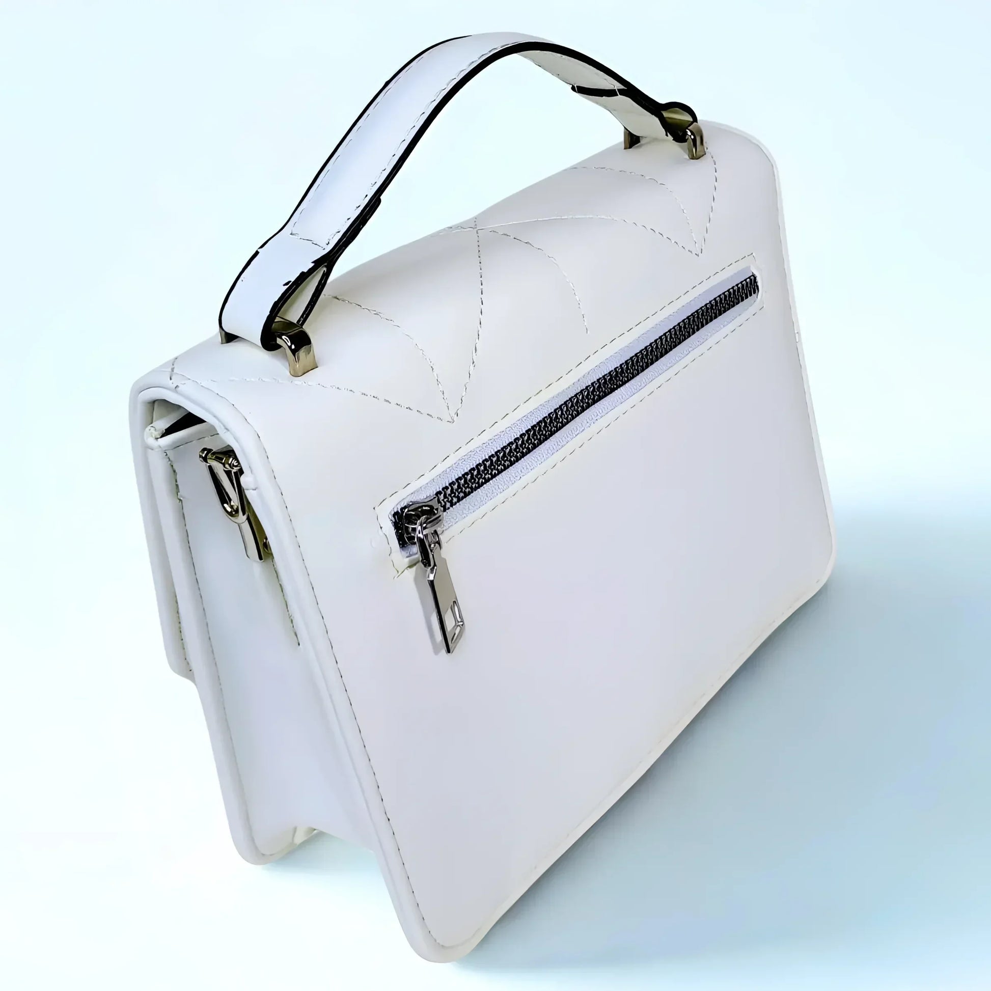 White Leather Handbag for Women - MS-8904 - Stile Donna Bags