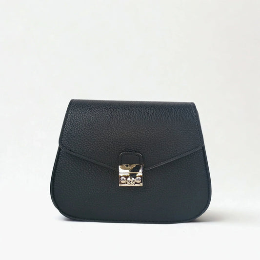 Black Leather Flap Bag - MS-9466 - Stile Donna Bags