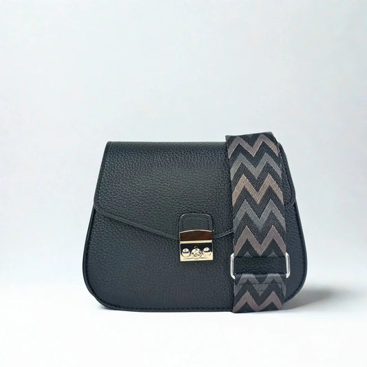 Black Leather Flap Bag - MS-9466 - Stile Donna Bags