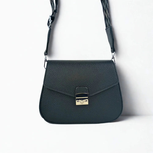 Black Leather Flap Bag - MS-9466 - Stile Donna Bags