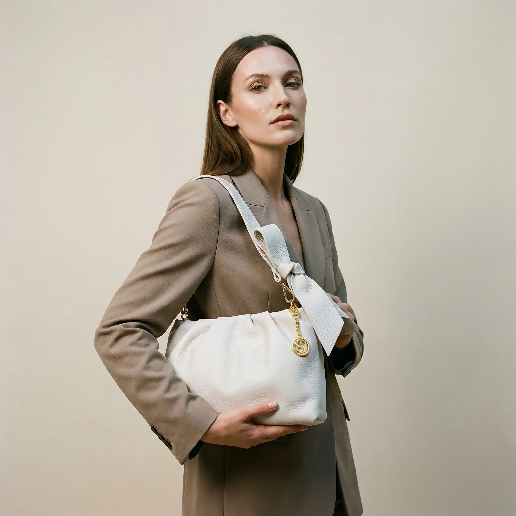 Borsa in pelle beige