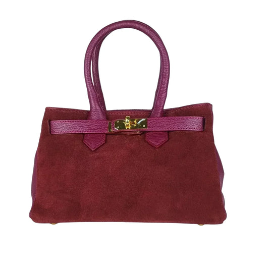 Borsa a Mano in Pelle Scamosciata Bordeaux The Velinara - borsa suede pelle