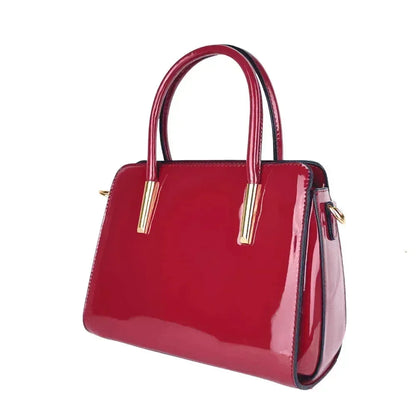 Borsa a Mano in Pelle Verniciata Lucida MS-7408 - borsa rossa lucida