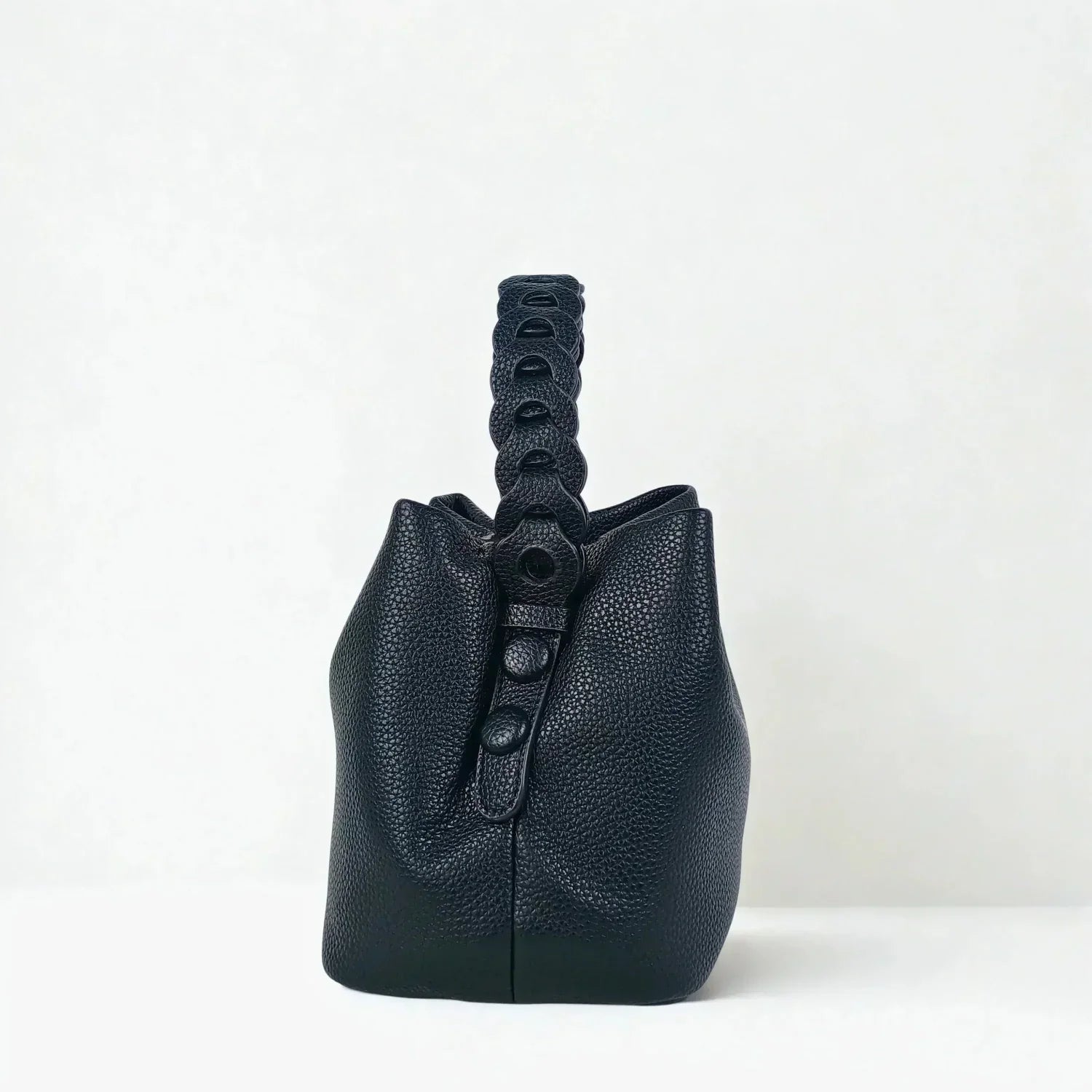 Borsa a Secchiello Giallo Senape con Manico Intrecciato - borsa secchiello pelle