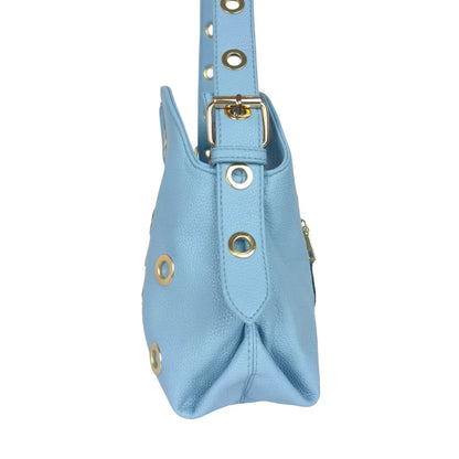 Borsa a spalla con occhielli circolari oro - borsa tracolla pelle