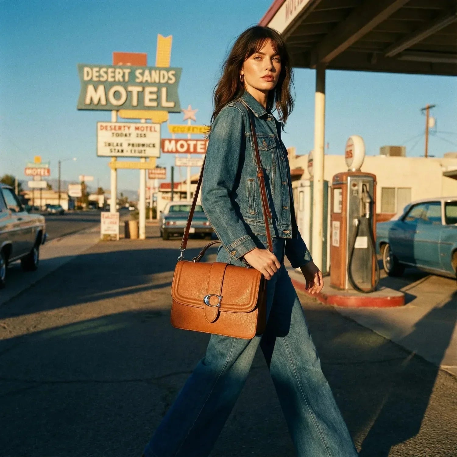 Borsa a spalla rigida in pelle PU premium - borsetta marrone