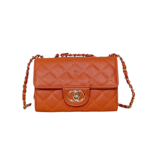 Borsa a Tracolla in Pelle Marrone con Catena - borsa tracolla pelle