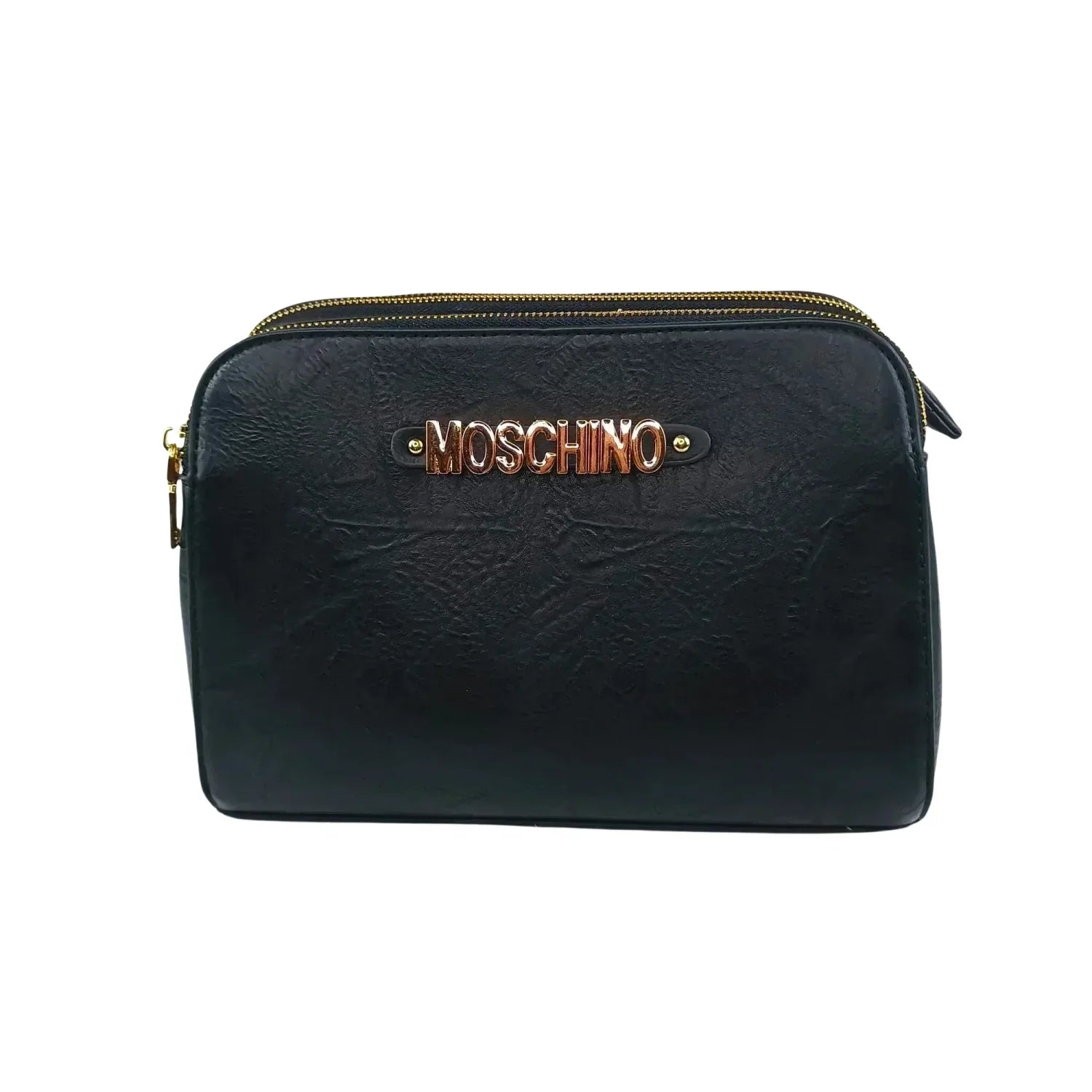 Borsa a tracolla Moschino in ecopelle nera con logo - borsa