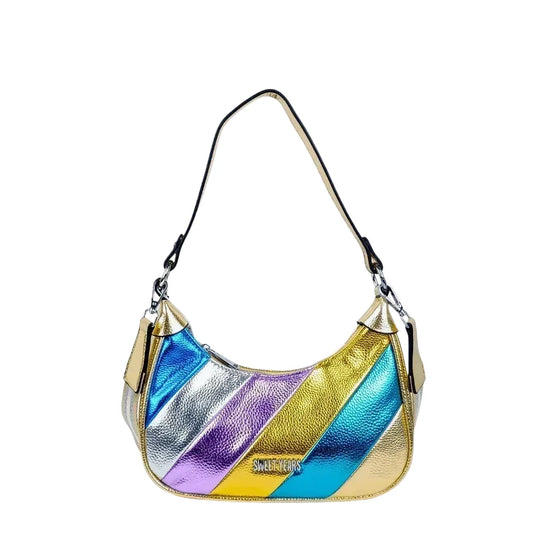 Borsa a Tracolla Righe Rainbow Metallic - borsa hobo vivace