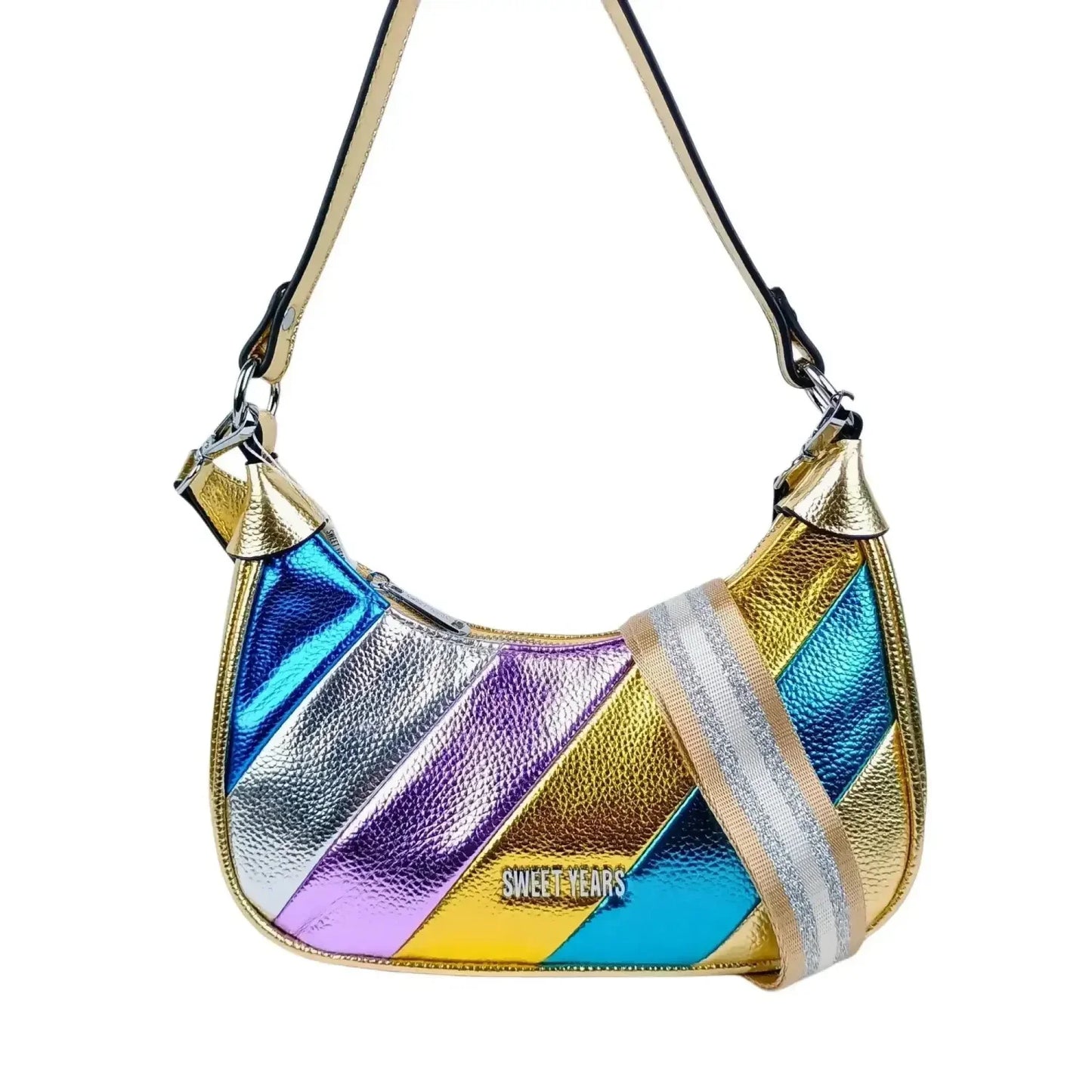 Borsa a Tracolla Righe Rainbow Metallic - borsa hobo vivace