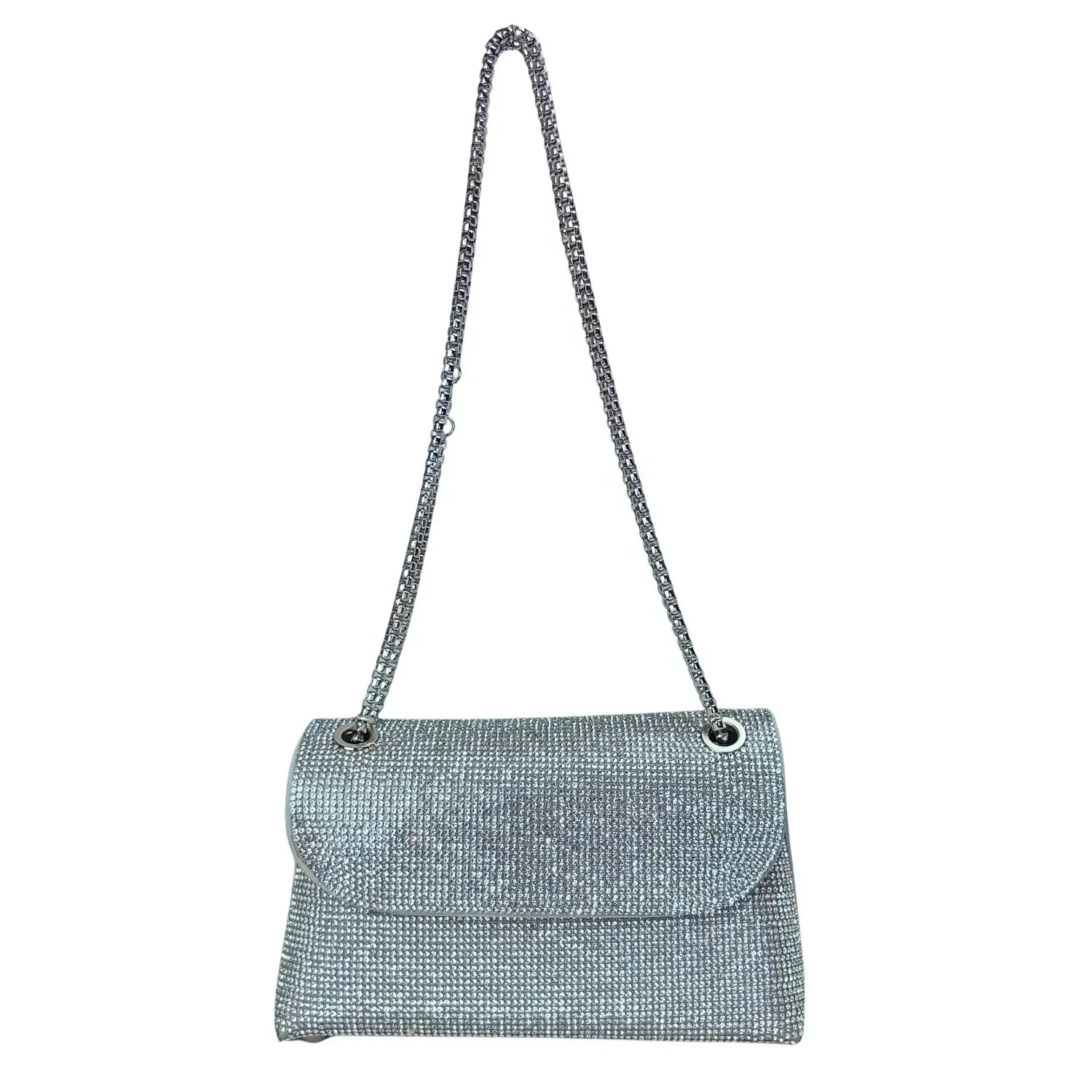 Borsa Clutch con Patta e Strass Dorati - borsetta clutch borchie