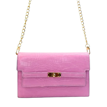 Borsa da donna online con texture coccodrillo rosa - borsa tracolla pelle