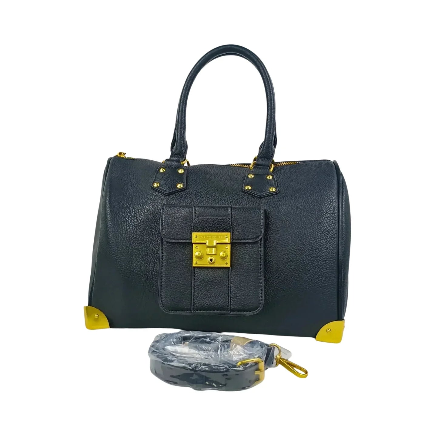 Borsa Dottore Enrico in Pelle Nera con Tracolla Removibile - borsa tracolla pelle