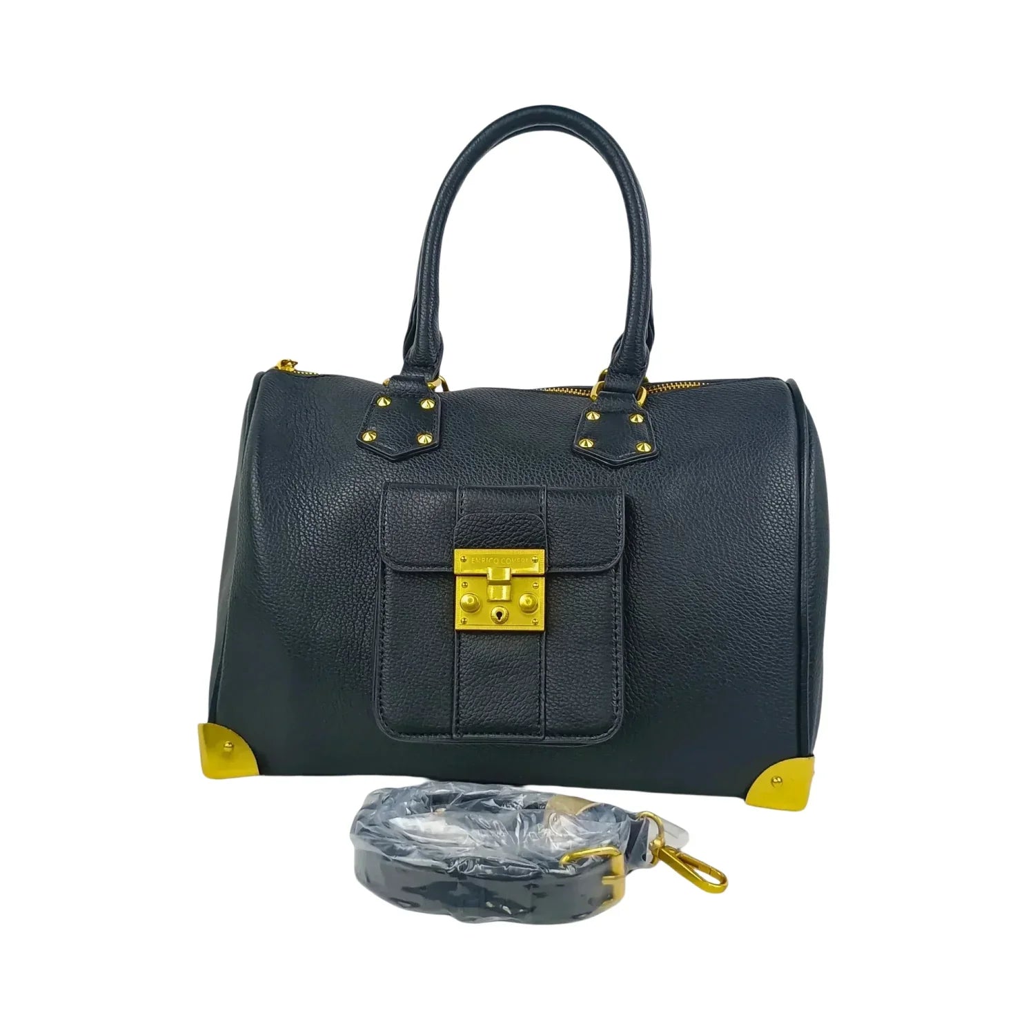 Borsa Dottore Enrico in Pelle Nera con Tracolla Removibile - borsa tracolla pelle