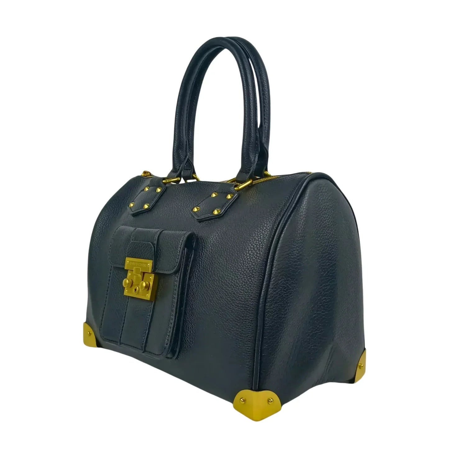 Borsa Dottore Enrico in Pelle Nera con Tracolla Removibile - borsa pelle scamosciata