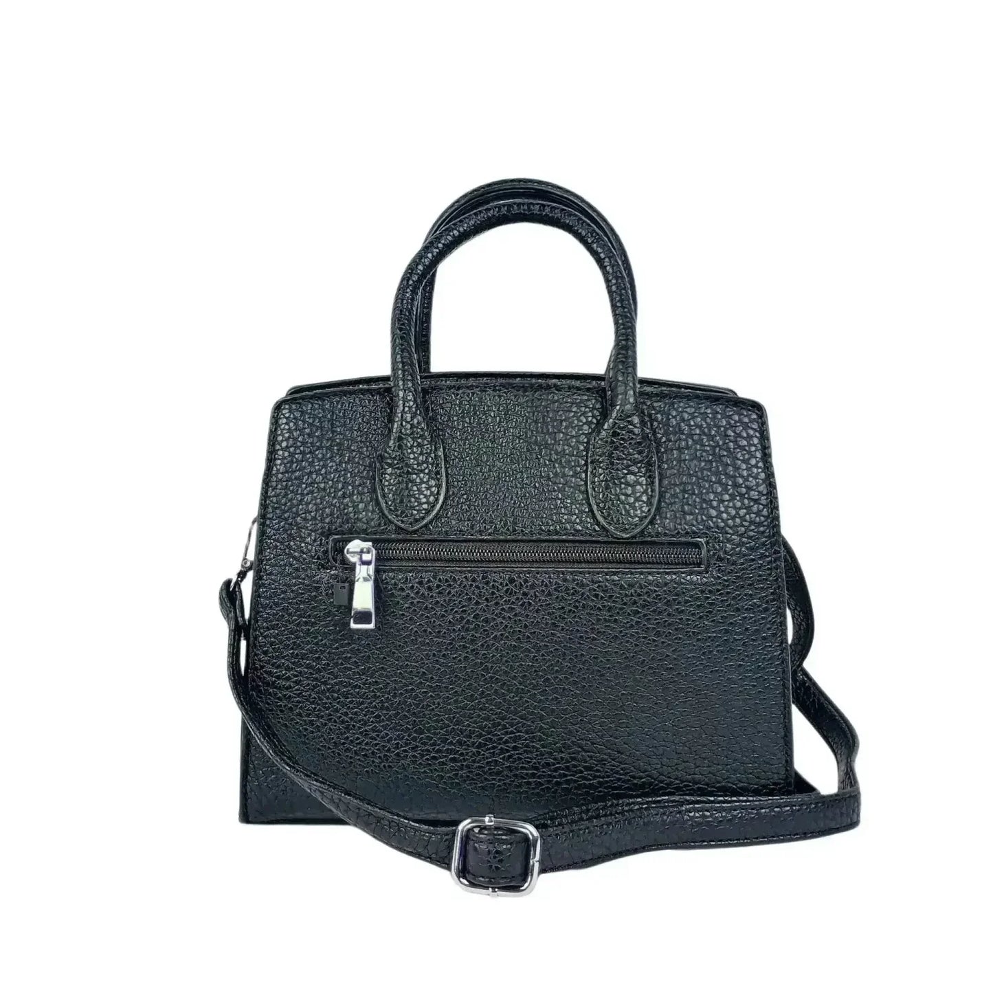 Borsa Elegante in Pelle Nera Martellata - borsa pelle nera