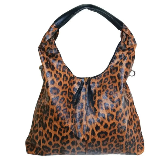 Borsa Hobo con Distintiva Stampa Leopardata - borsa tracolla pelle
