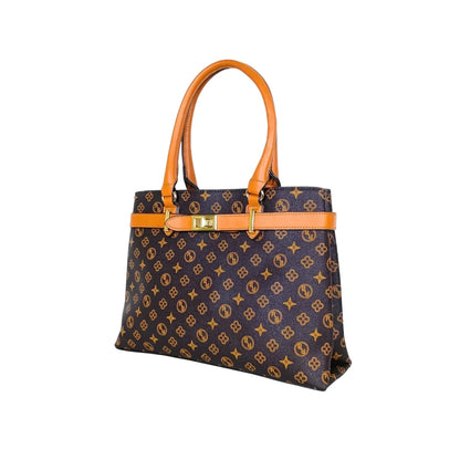 Borsa in Pelle Italiana con Monogramma - borsa marrone manici