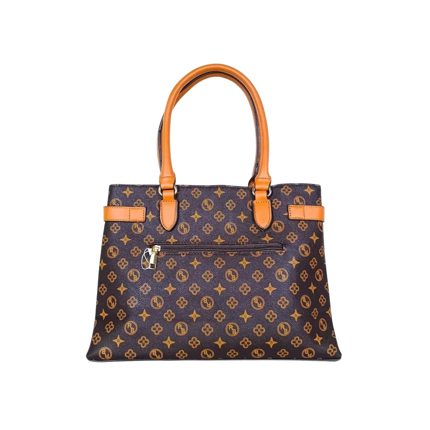 Borsa in Pelle Italiana con Monogramma - borsa marrone manici