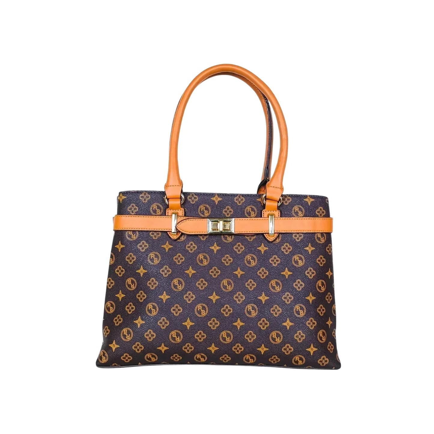 Borsa in Pelle Italiana con Monogramma - borsa marrone manici