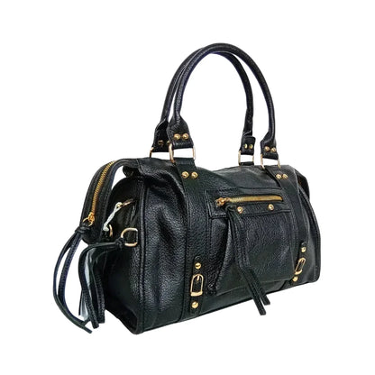 Borsa in pelle PU premium con hardware tono oro - borsa nera