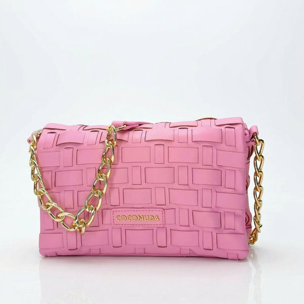 Coconuda Borsa Intrecciata Argento A Tracolla In Ecopelle Dettagli Dorati Con Interno In Tessuto by Stile Donna Bags