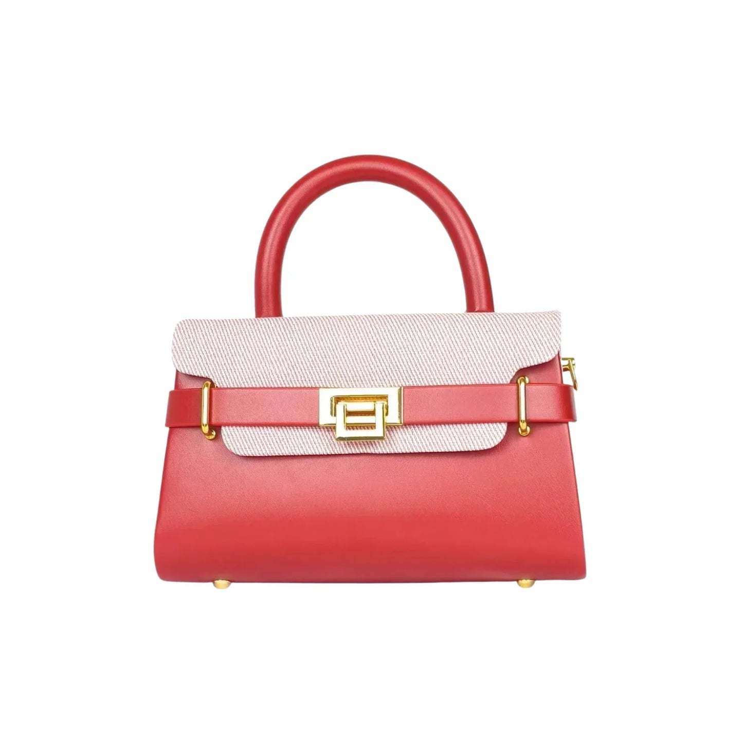 Borsa Mini Top-Handle con Colore a Contrasto - borsa pelle rossa