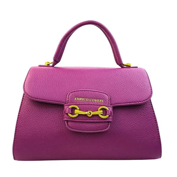Borsa Satchel in Pelle Enrico Coveri Viola - borsa pelle scamosciata