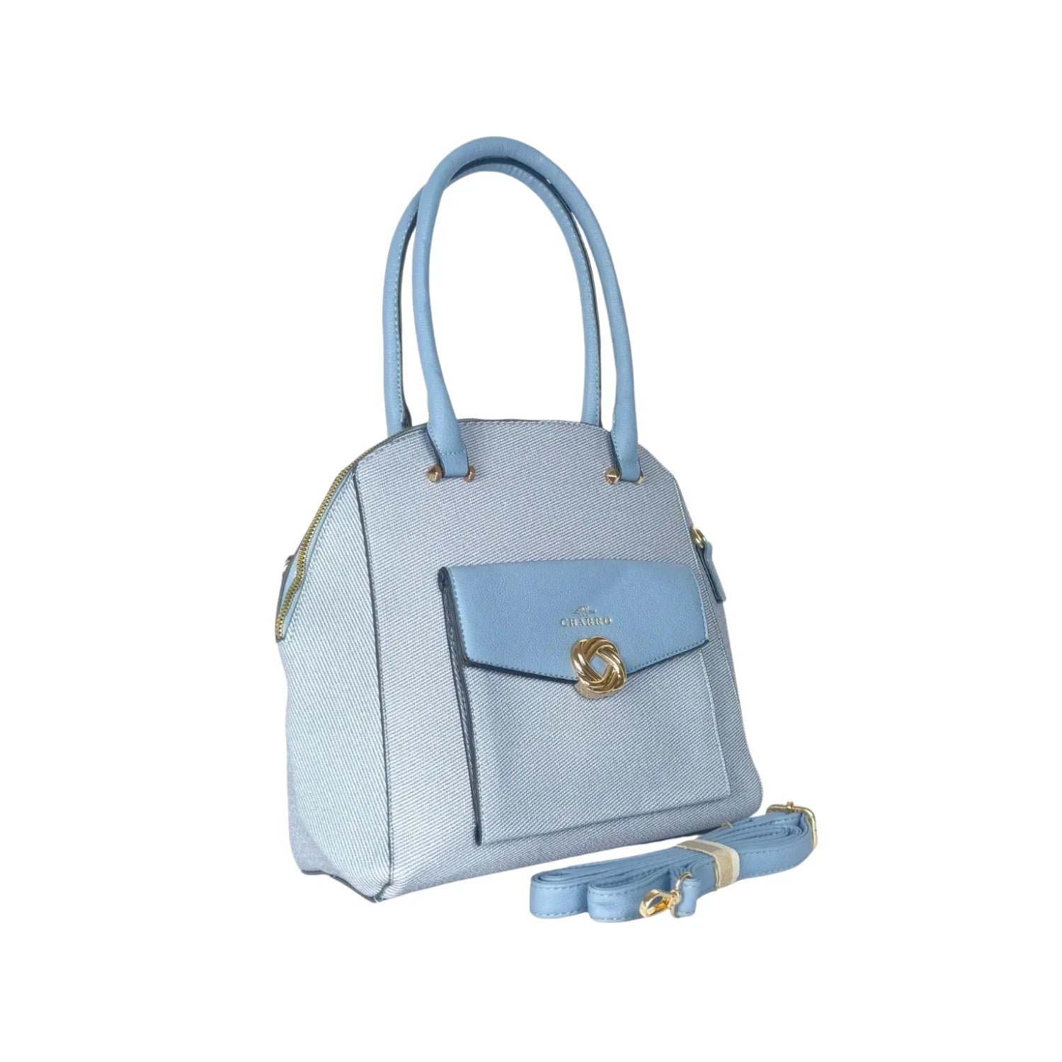 Borsa Strutturata Azzurra con Manico Superiore - borsa texture azzurra
